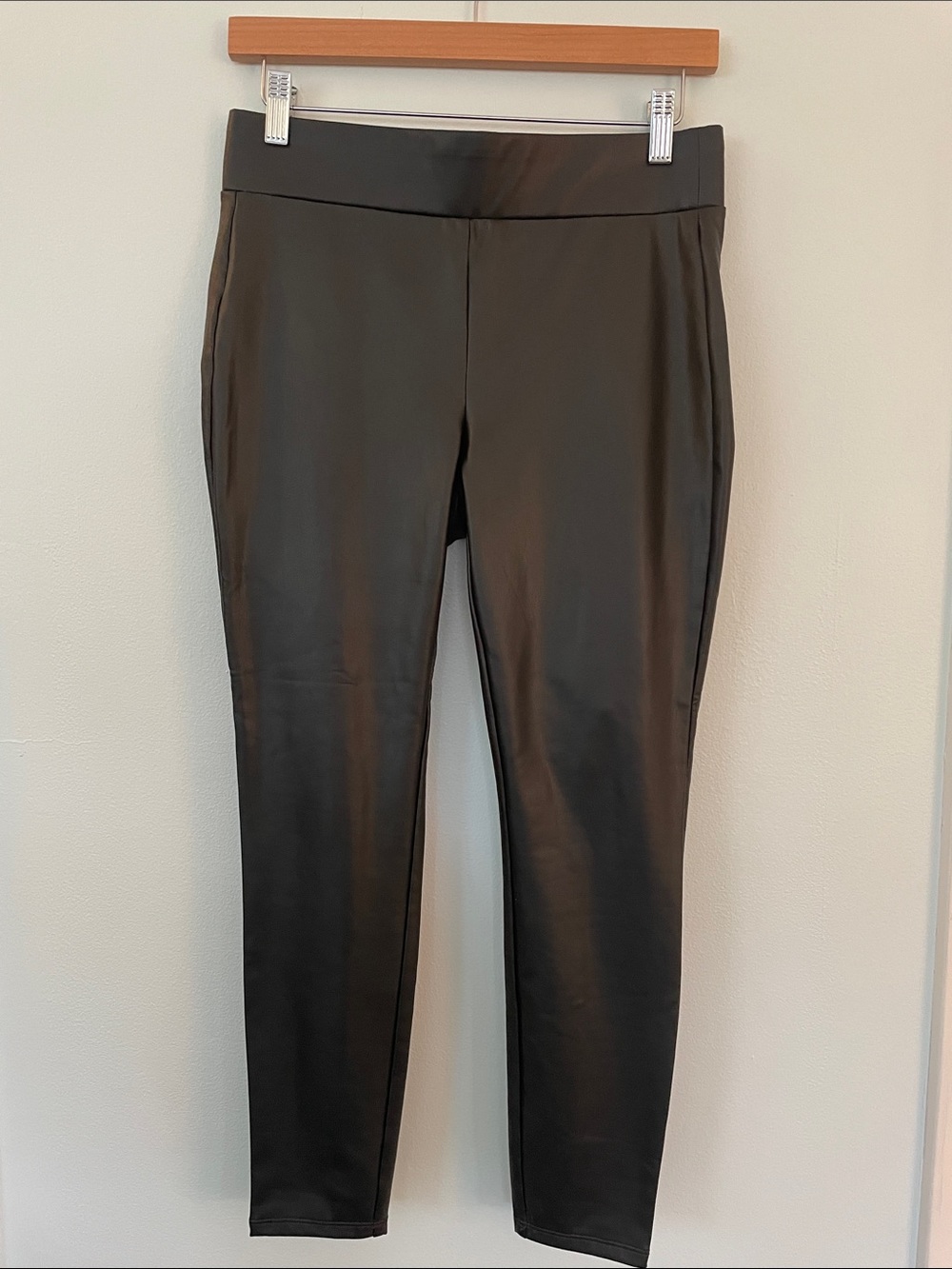 LOFT Women’s Black Faux-Leather Leggings Elastic Waist Size SP
